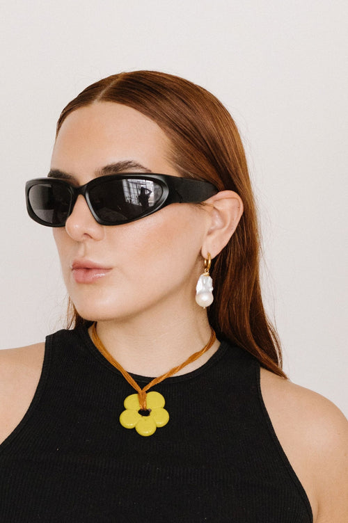 Collar Flor Jumbo Amarillo cordón de seda