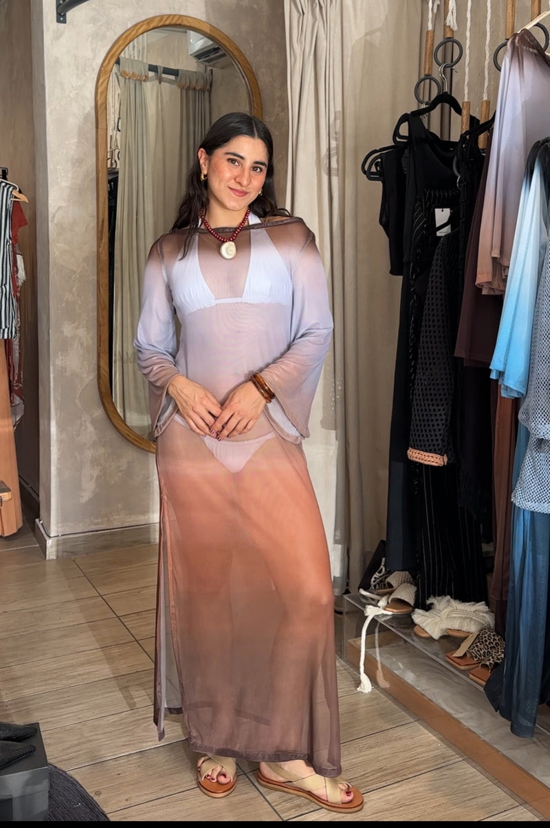 Vestido Cerdeña Maxi degradado café