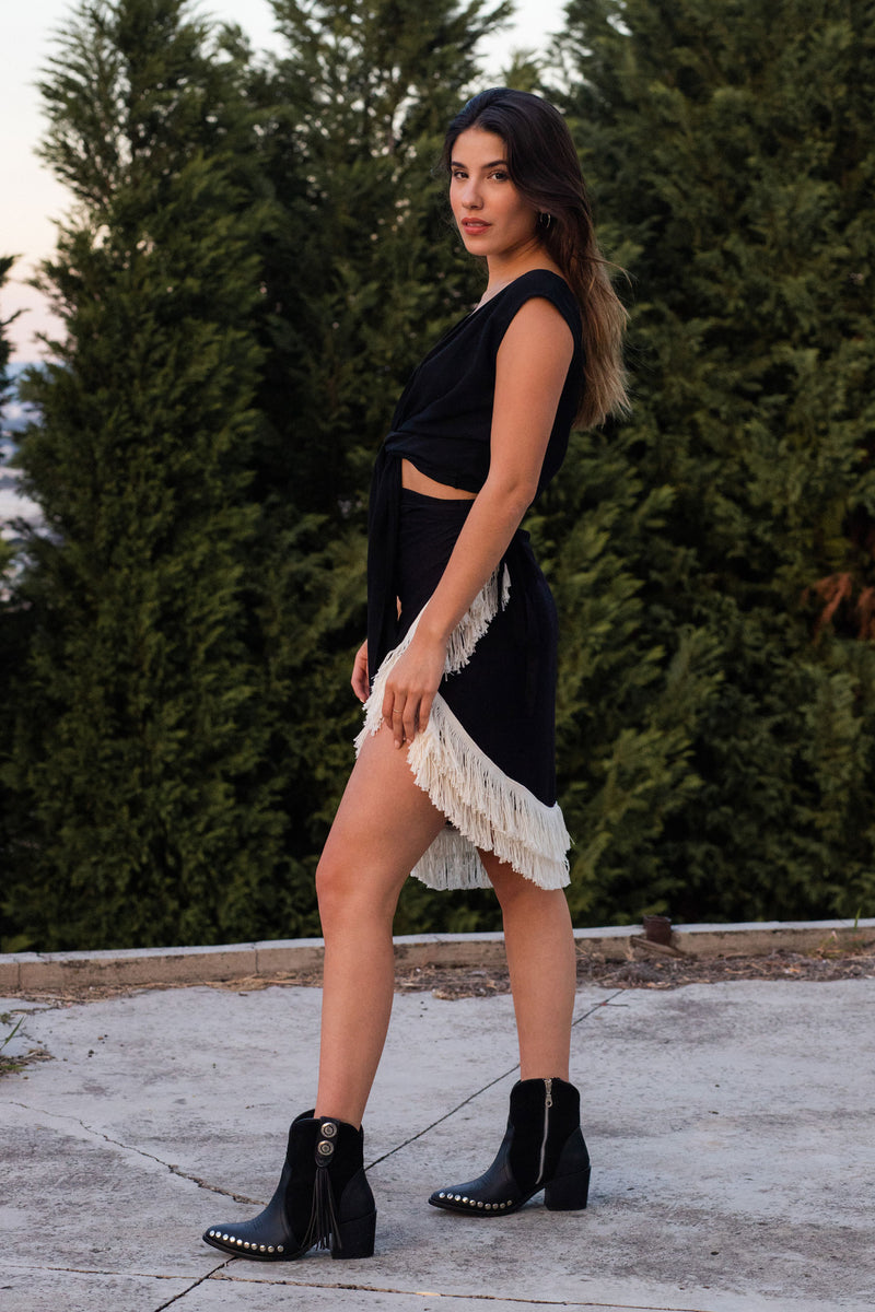 Pareo Delos Corta Negro - Beige