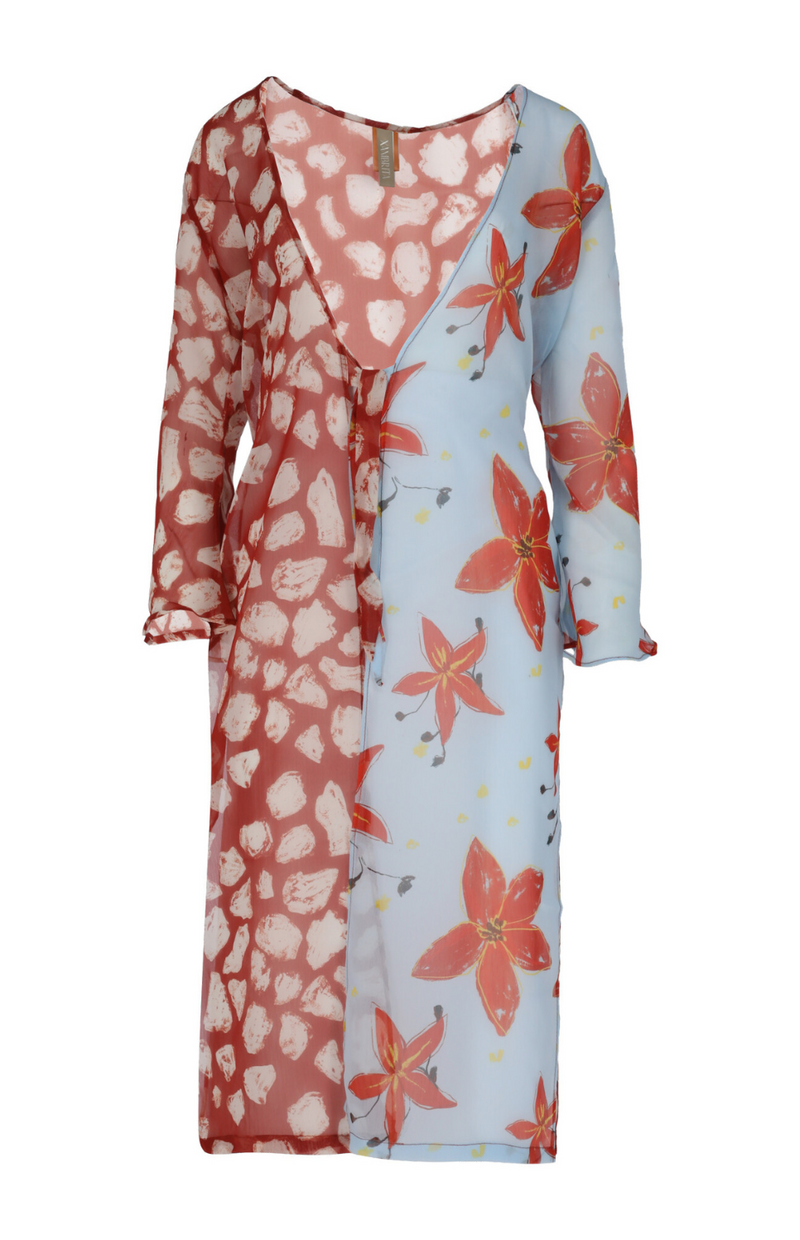 Kimono Santorini Manchas Rojas - Floral